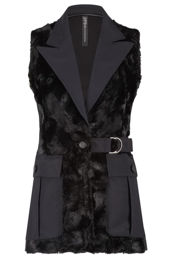 GILET LONG CARGO T 603 02 001 001 BLACK
